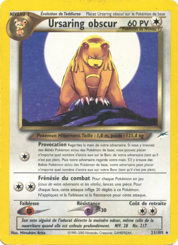 Carte Ursaring obscur de l'extension Neo Destiny, numéro 21/105