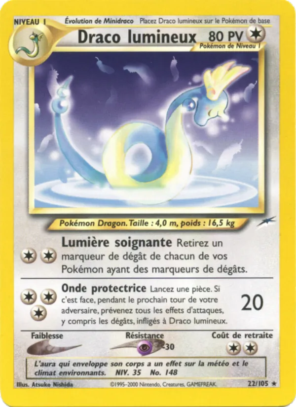 Carte Draco lumineux de l'extension Neo Destiny, numéro 22/105