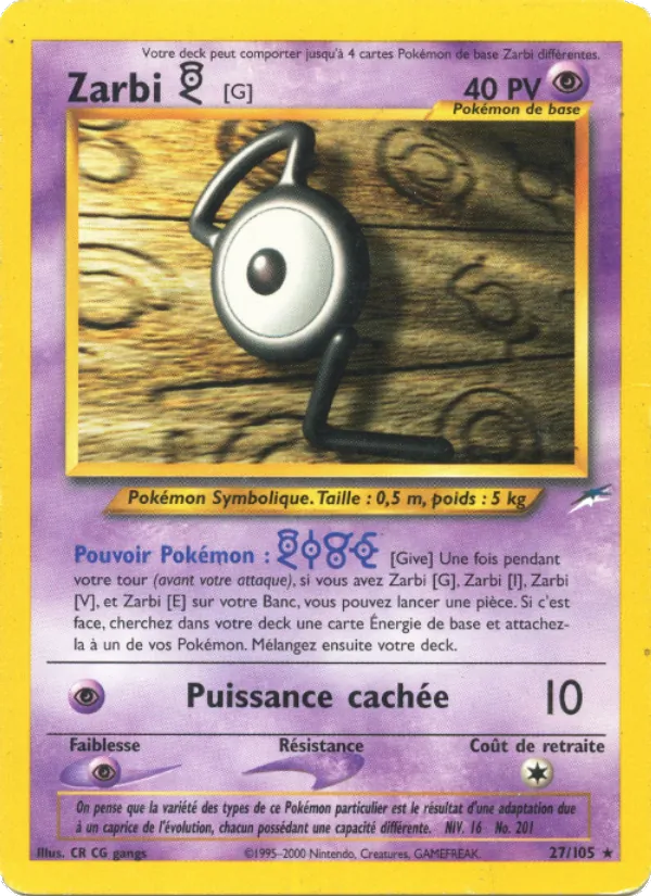 Carte Zarbi G de l'extension Neo Destiny, numéro 27/105