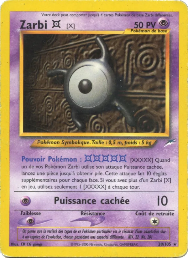 Carte Zarbi X de l'extension Neo Destiny, numéro 30/105