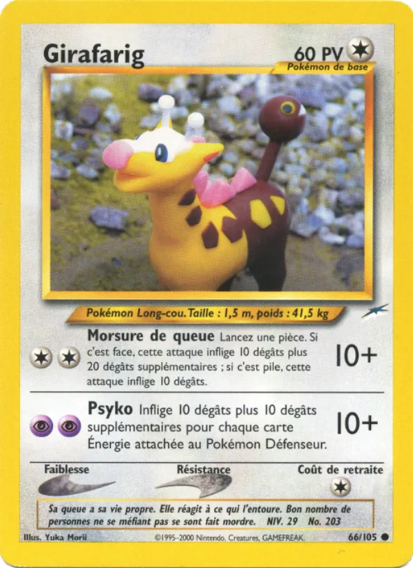 Carte Girafarig de l'extension Neo Destiny, numéro 66/105