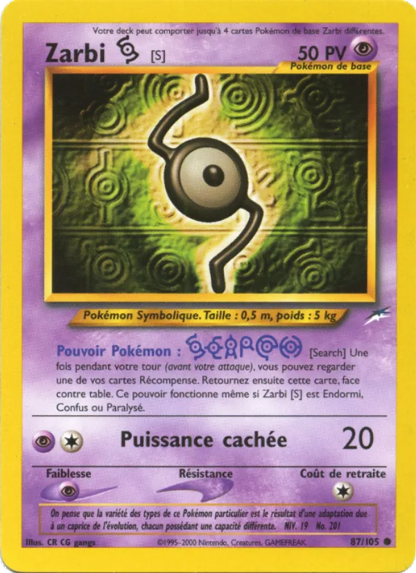 Carte Zarbi S de l'extension Neo Destiny, numéro 87/105