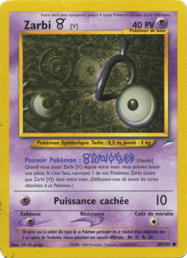 Carte Zarbi V de l'extension Neo Destiny, numéro 89/105