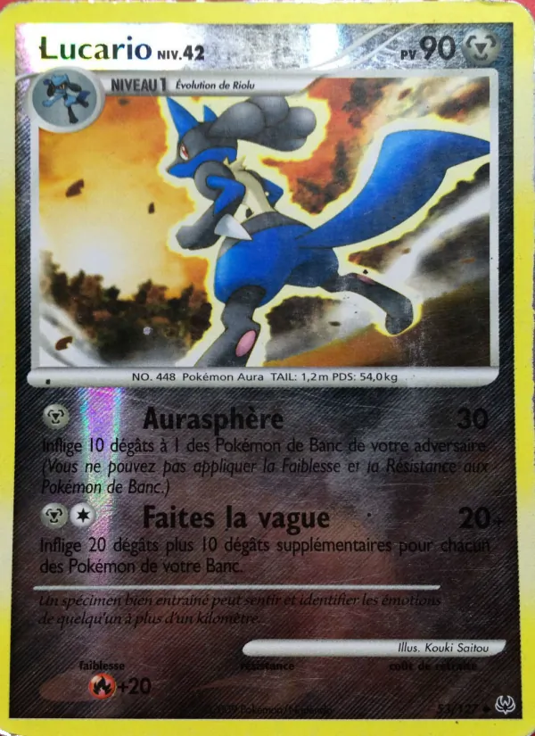 Carte Lucario de l'extension Platine, numéro 53/127