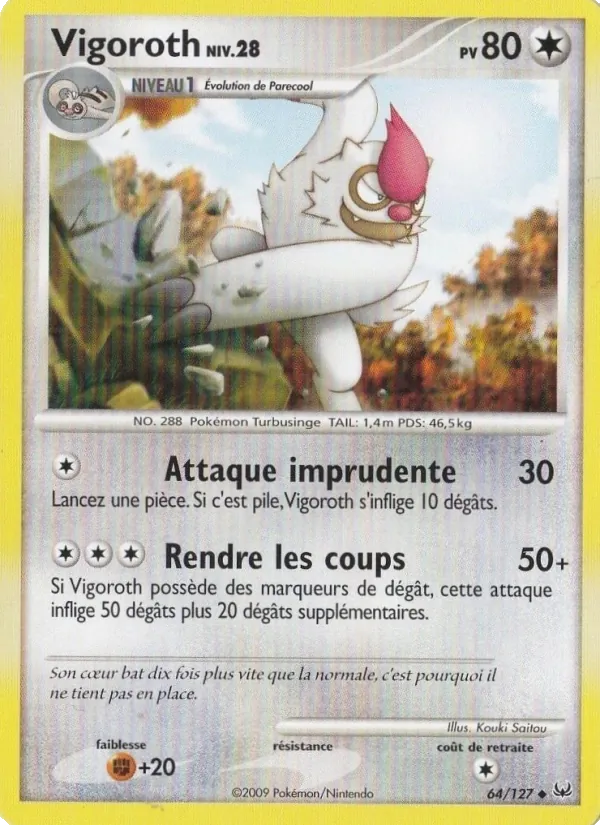 Carte Vigoroth de l'extension Platine, numéro 64/127