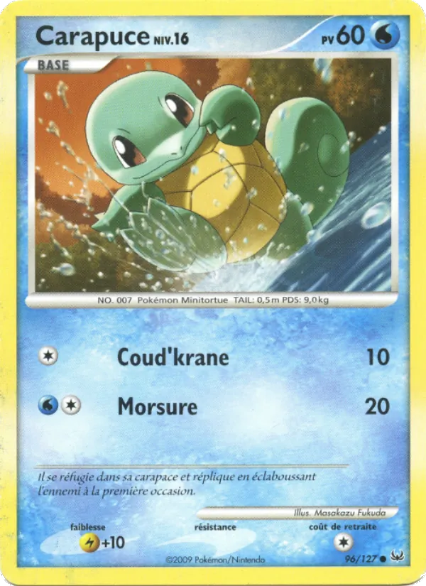 Carte Carapuce de l'extension Platine, numéro 96/127