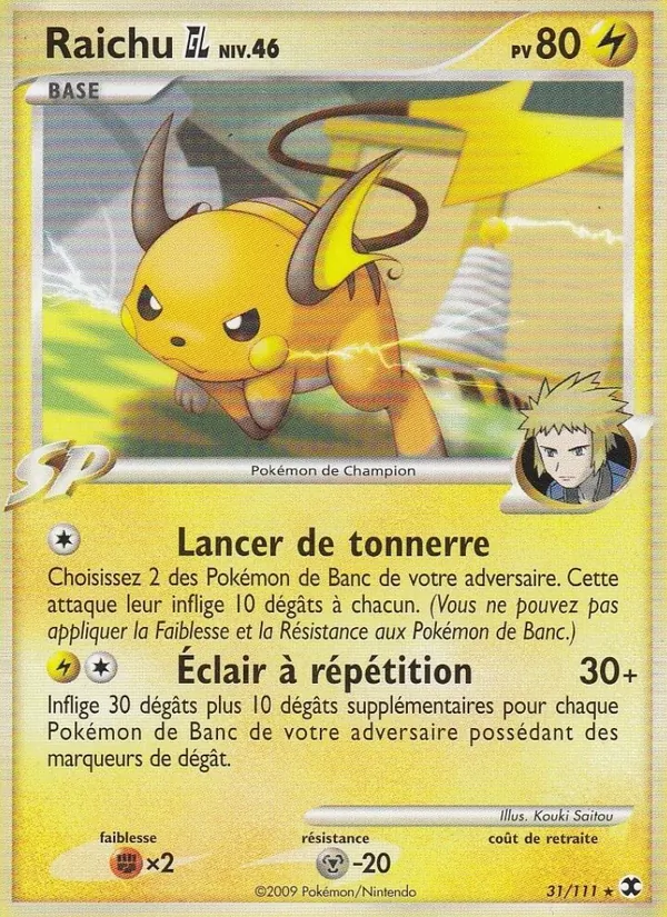 Carte Raichu GL Niv. 46 de l'extension Rivaux Émergeants, numéro 31/111
