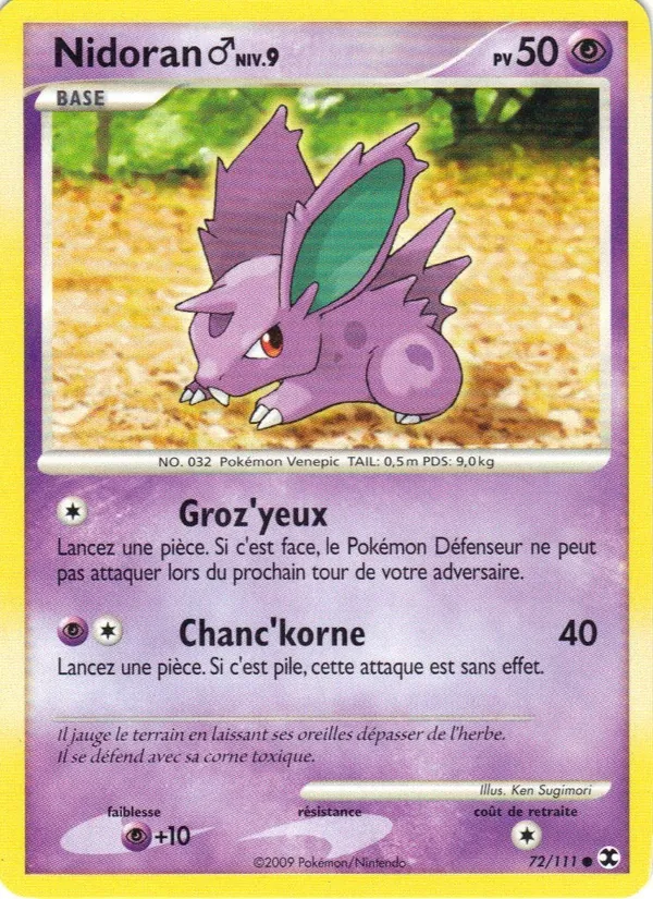 Carte Nidoran♂ Niv. 9 de l'extension Rivaux Émergeants, numéro 72/111