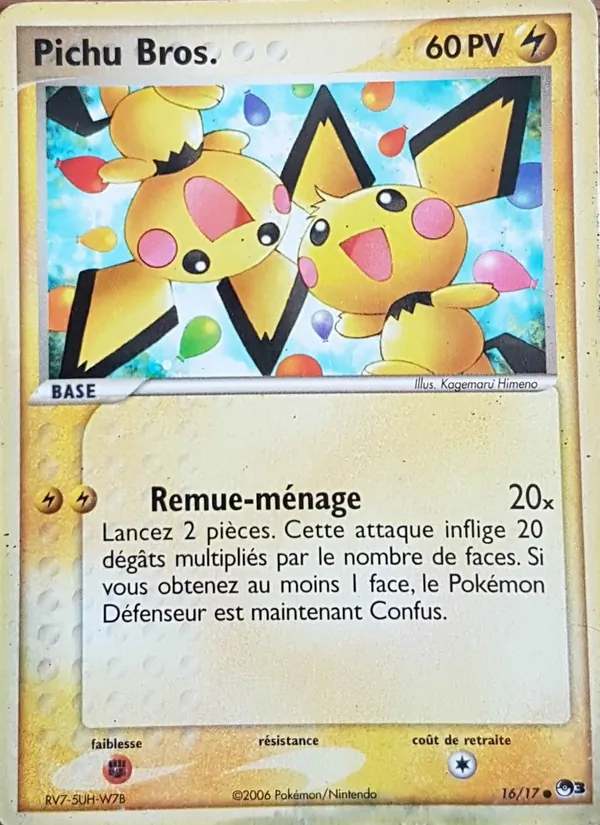 Carte Pichu Bros. de l'extension POP Série 3, numéro 16/17