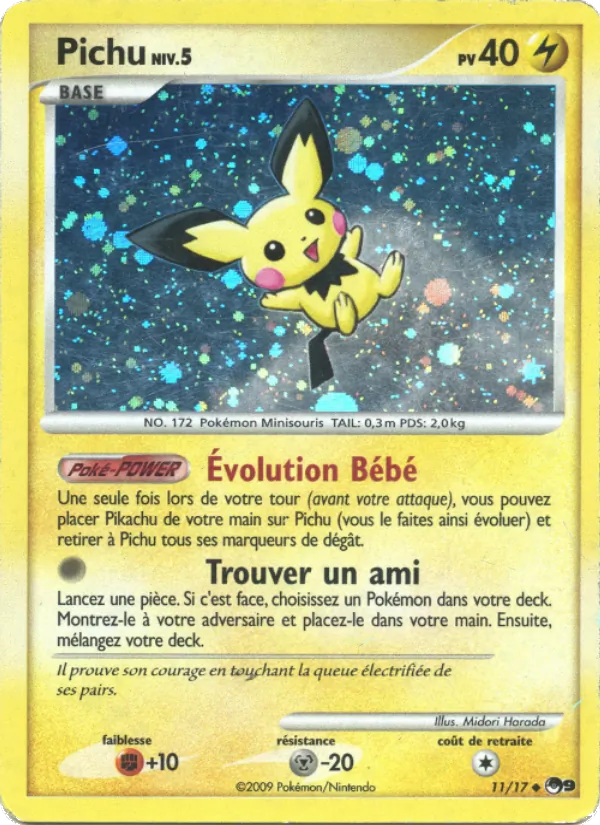 Carte Pichu de l'extension POP Série 9, numéro 11/17
