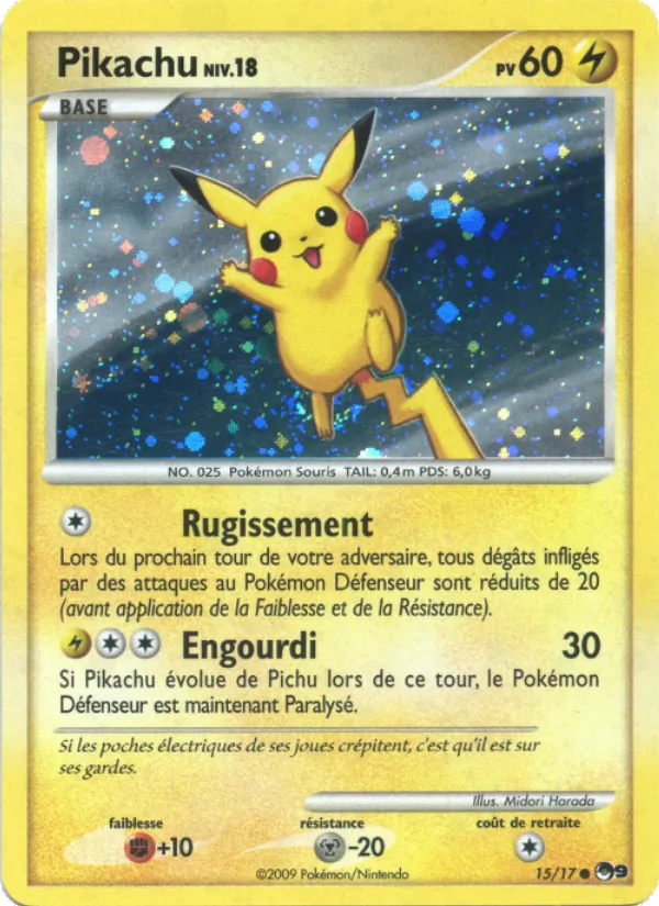Carte Pikachu de l'extension POP Série 9, numéro 15/17