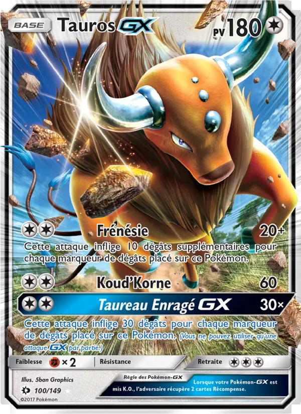 Carte Tauros GX de l'extension Soleil et Lune, numéro 100/149