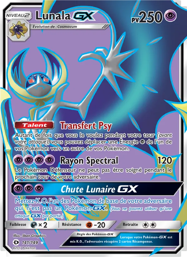 Carte Lunala GX de l'extension Soleil et Lune, numéro 141/149