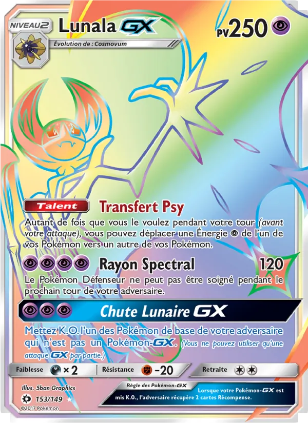Carte Lunala GX de l'extension Soleil et Lune, numéro 153/149