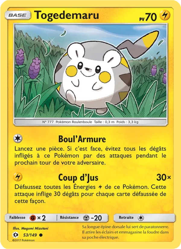 Carte Togedemaru de l'extension Soleil et Lune, numéro 53/149