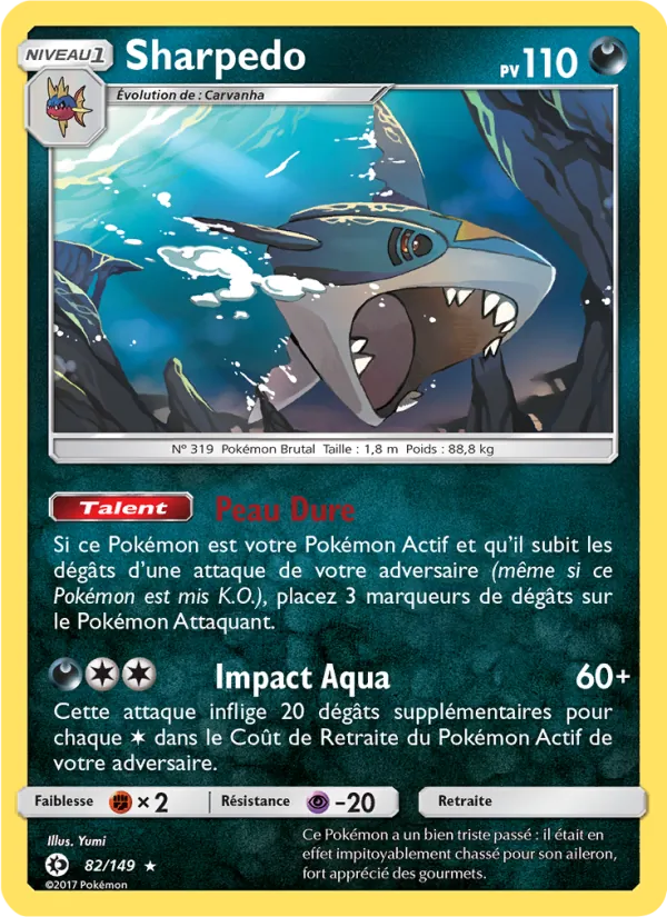 Carte Sharpedo de l'extension Soleil et Lune, numéro 82/149