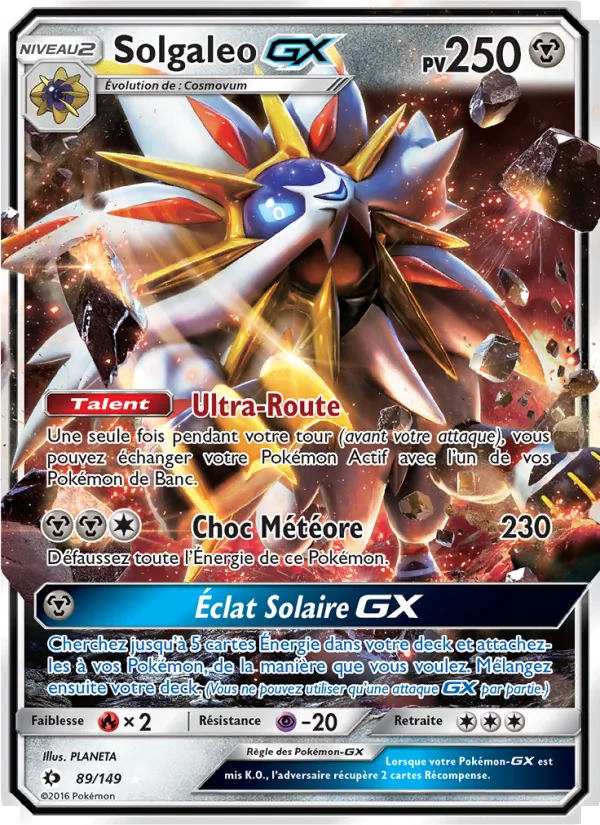 Carte Solgaleo GX de l'extension Soleil et Lune, numéro 89/149