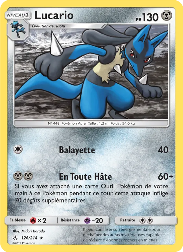 Carte Lucario de l'extension Alliance Infaillible, numéro 126/214