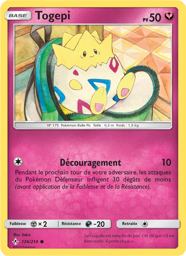 Carte Togepi de l'extension Alliance Infaillible, numéro 136/214
