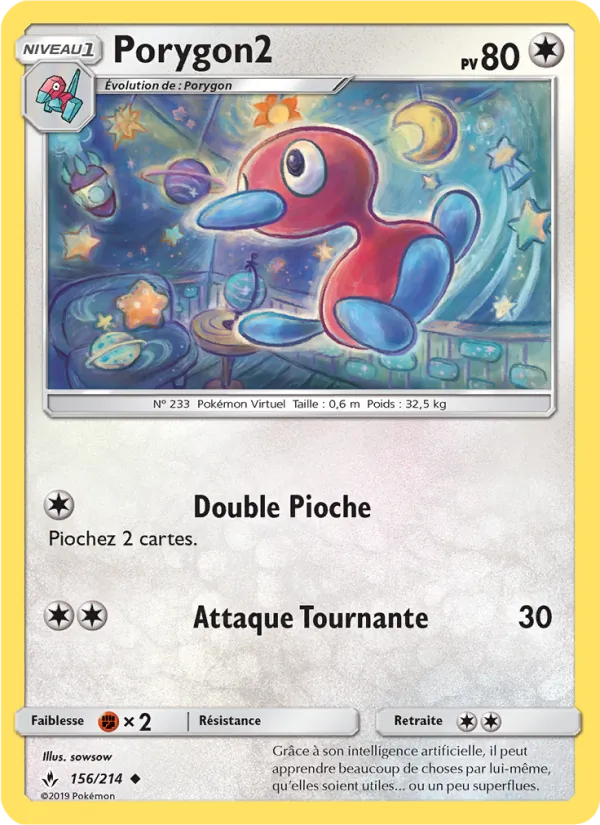 Carte Porygon2 de l'extension Alliance Infaillible, numéro 156/214
