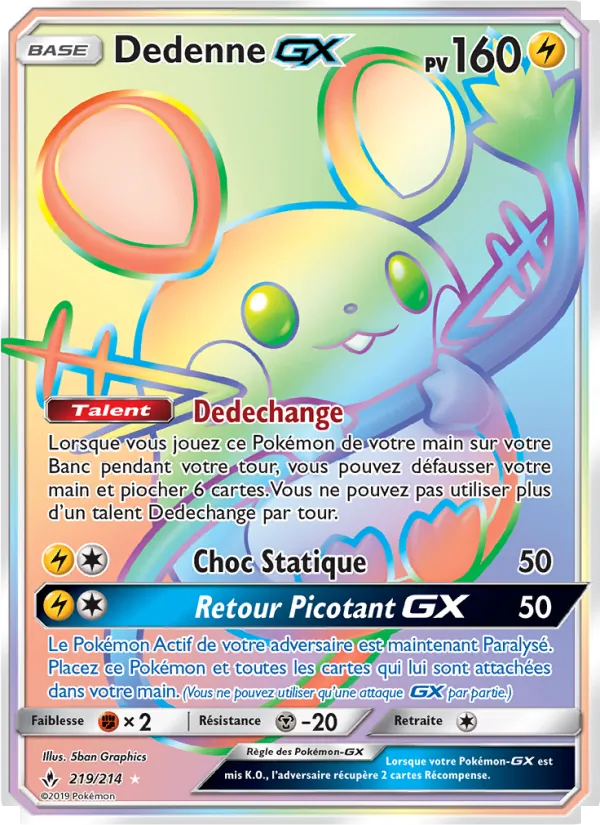 Carte Dedenne GX de l'extension Alliance Infaillible, numéro 219/214