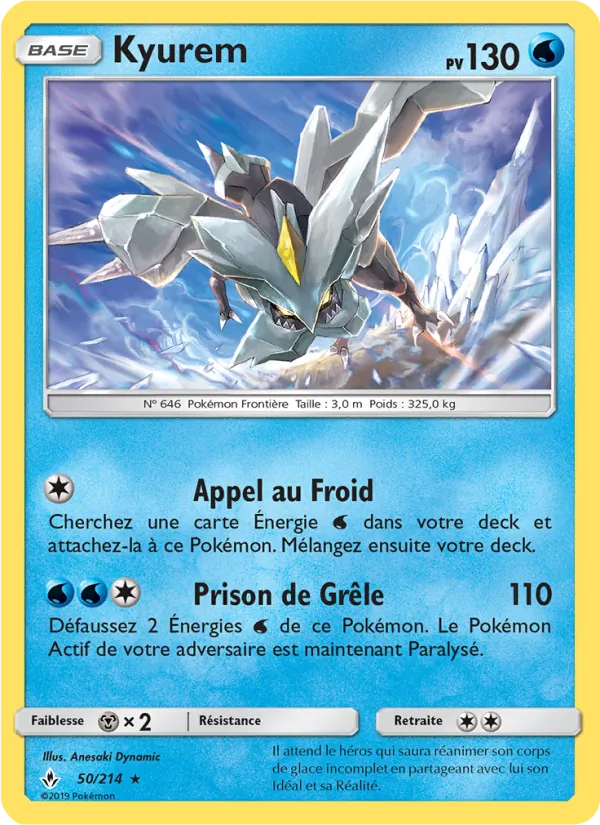 Carte Kyurem de l'extension Alliance Infaillible, numéro 50/214