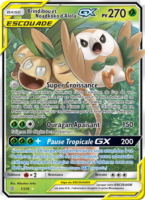 Carte Brindibou et Noadkoko d’Alola GX de l'extension Harmonie des Esprits, numéro 1/236