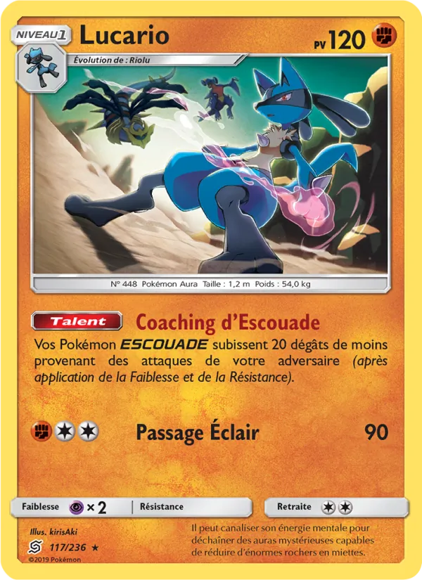 Carte Lucario de l'extension Harmonie des Esprits, numéro 117/236