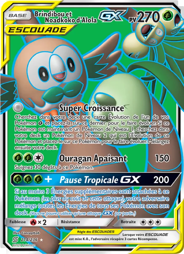 Carte Brindibou et Noadkoko d’Alola GX de l'extension Harmonie des Esprits, numéro 214/236