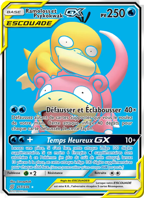 Carte Ramoloss et Psykokwak GX de l'extension Harmonie des Esprits, numéro 217/236