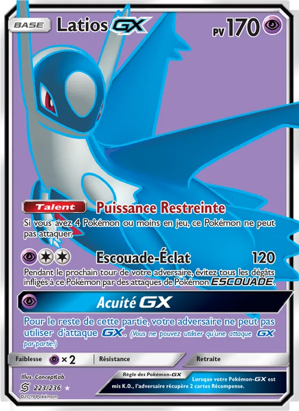 Carte Latios GX de l'extension Harmonie des Esprits, numéro 223/236