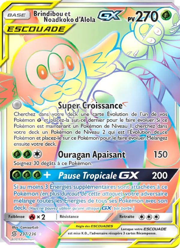 Carte Brindibou et Noadkoko d’Alola GX de l'extension Harmonie des Esprits, numéro 237/236