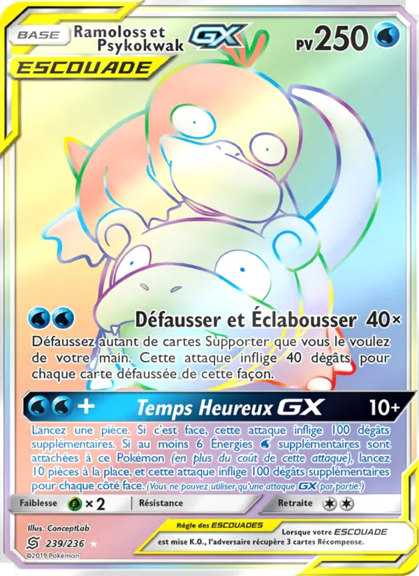 Carte Ramoloss et Psykokwak GX de l'extension Harmonie des Esprits, numéro 239/236