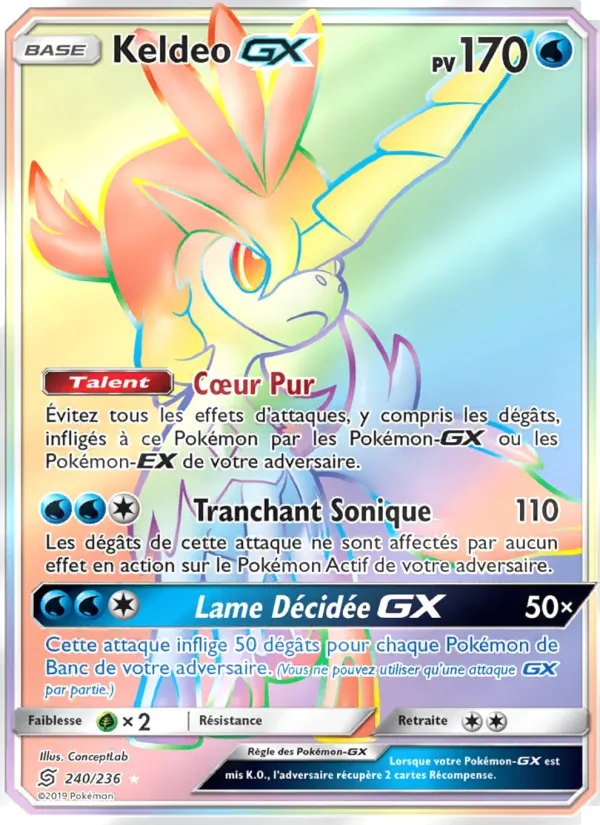 Carte Keldeo GX de l'extension Harmonie des Esprits, numéro 240/236