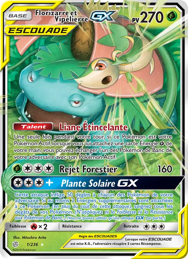Carte Florizarre et Vipélierre GX de l'extension Éclipse Cosmique, numéro 1/236