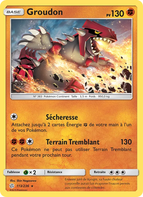 Carte Groudon de l'extension Éclipse Cosmique, numéro 113/236