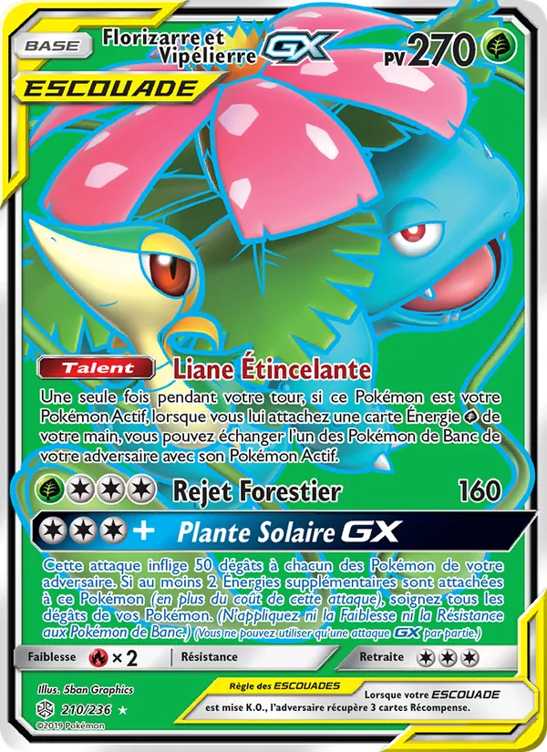 Carte Florizarre et Vipélierre GX de l'extension Éclipse Cosmique, numéro 210/236