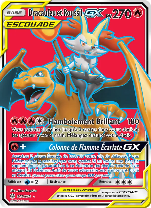 Carte Dracaufeu et Roussil GX de l'extension Éclipse Cosmique, numéro 212/236