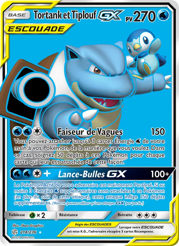 Carte Tortank et Tiplouf GX de l'extension Éclipse Cosmique, numéro 214/236