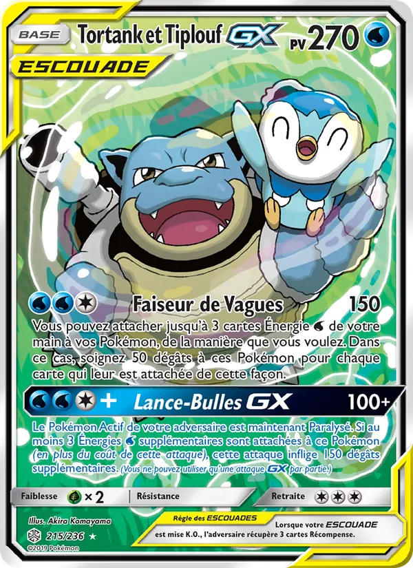 Carte Tortank et Tiplouf GX de l'extension Éclipse Cosmique, numéro 215/236