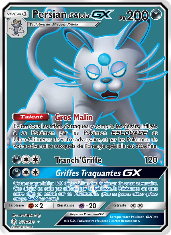 Carte Persian d’Alola GX de l'extension Éclipse Cosmique, numéro 219/236