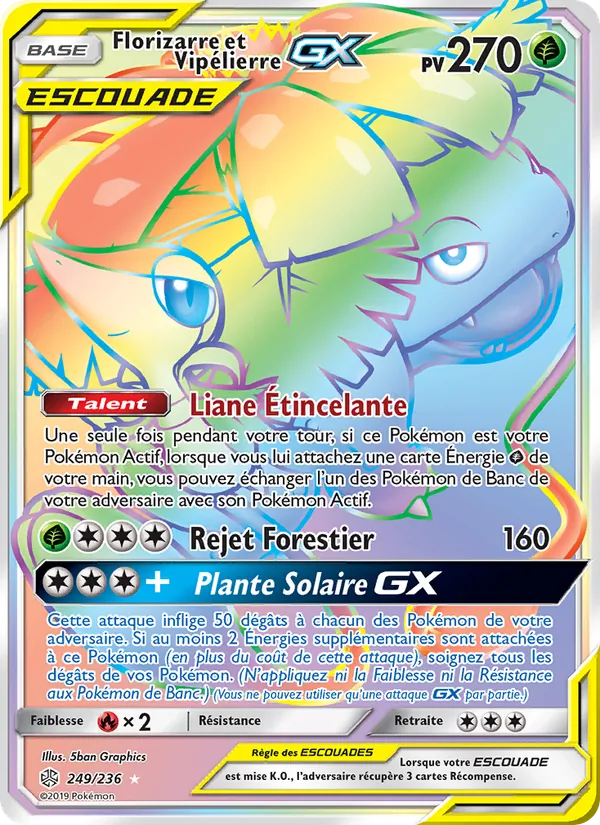 Carte Florizarre et Vipélierre GX de l'extension Éclipse Cosmique, numéro 249/236