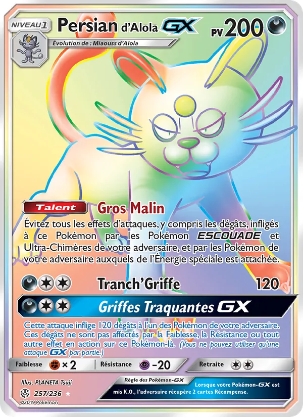 Carte Persian d’Alola GX de l'extension Éclipse Cosmique, numéro 257/236
