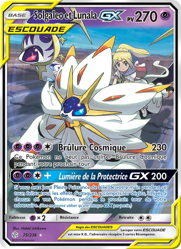 Carte Solgaleo et Lunala GX de l'extension Éclipse Cosmique, numéro 75/236