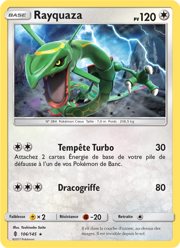 Carte Rayquaza de l'extension Gardiens Ascendants, numéro 106/145