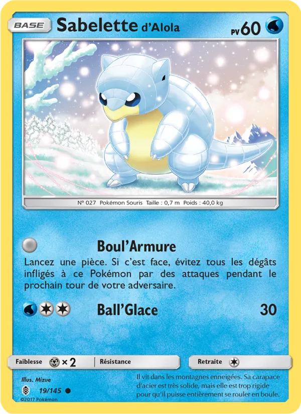 Carte Sabelette d’Alola de l'extension Gardiens Ascendants, numéro 19/145