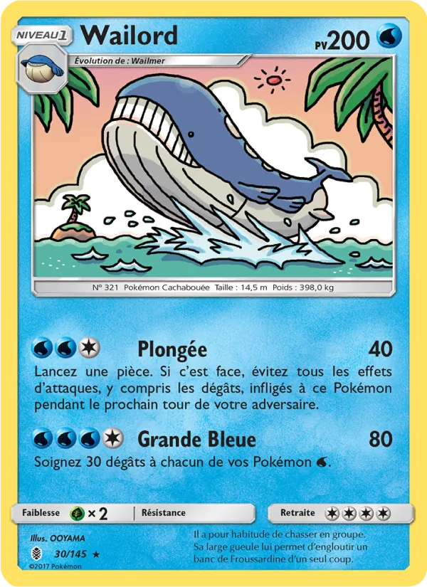 Carte Wailord de l'extension Gardiens Ascendants, numéro 30/145
