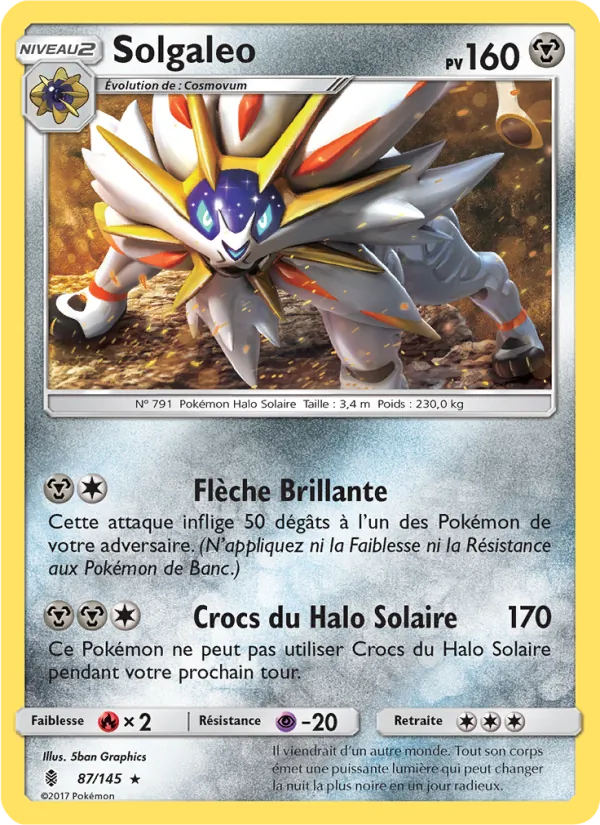 Carte Solgaleo de l'extension Gardiens Ascendants, numéro 87/145