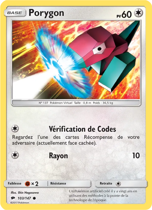 Carte Porygon de l'extension Ombres Ardentes, numéro 103/147
