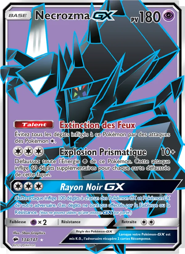 Carte Necrozma GX de l'extension Ombres Ardentes, numéro 134/147
